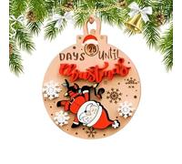 Ornements d'arbre de Noël avec compte à rebours, ornement coulissant avec compte à rebours pour Noël,Décorations de Noël en bois Panneau de calendrier de l'Avent rotatif - Calendrier de Noël du Père N