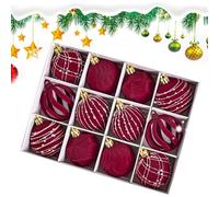 Ornements d'arbre de Noël Boules de Velours 12 pièces Ornements de Suspension décoratifs de Noël, de Balle de 2,4 Pouces pour la Chemise de chemins de Table de Table