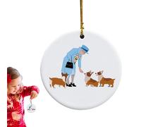 Ornements d'arbre de Noël - Décoration de Noël sur Le thème de la Reine, décoration d'arbre de Royal Corgi | Ensemble de Broches commémoratives Corgi, avec Ficelle de Couleur aléatoire,