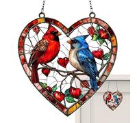 Ornements d'arbre de Noël d'oiseau, oiseau de décoration de porte d'entrée - Pendentif panneau teinté oiseaux,Décor de panneau d'oiseaux en acrylique pour la saint-valentin, pendentif de panneau teint