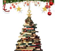 Ornements d'arbre de Noël en forme de livre | Pendentif en acrylique 2D - Décorations de livres empilées pour sapin de Noël et voiture | Décoration décorative pour bibliothèque ou étagère