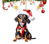 Ornements d'arbre de Noël en forme de teckel,ornements en forme de teckel | Décoration de Noël 2D Acrylique Teckel Chiens - Ornement de sac à dos, pendentif de voiture, décorations d'arbre de