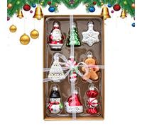 Ornements D'arbre De Noël - Ensemble De 9 Décorations En Verre Bonhomme De Neige Et Père Noël, Embellissements Festifs Pour Affichage De Vacances | Décoration Murale De Rebord De Fenêtre De Salon, Bal