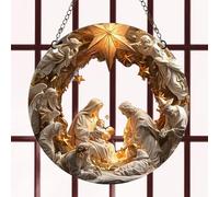 Ornements d'arbre de Noël - Pendentif de la Nativité en Acrylique, Art Mural basé sur l'art, Ornement décoratif de Vacances 2D, décoration de Vacances spirituelle, Accent de Noël chrétien pour Arbre,