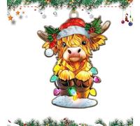 Ornements d'arbre de - pendentif en acrylique 2D, décoration des hautes terres de | ornement en acrylique léger avec design rustique, pour arbre