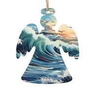 Ornements d'arbre en bois en forme d'ange, motif vague, voilier mouette, 1 pièce, pendentifs décoratifs à suspendre, design vintage pour les vacances