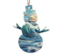 Ornements d'arbre en bois en forme de bonhomme de neige en forme de voilier, mouette, 1 pièce, pendentifs décoratifs à suspendre, design vintage pour les vacances