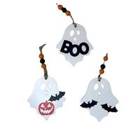 Ornements d'arbres de fantômes d'Halloween - Jolis ornements de fantômes, décorations de fantômes miniatures en bois avec impression Vue |