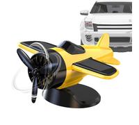 Ornements d'avion rotatifs à énergie solaire - Décorations de tableau de bord de voiture ABS 3,74 x 3,7 x 2,05 pouces, jouet cool | Statuette d'avion jaune pour camion, véhicule, lieu de travail, bure