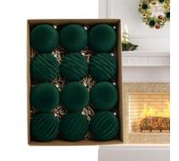 Ornements De Balle De Noël - 12 Pièces Affluées De 8 Cm, Un Ensemble Léger 357g, Décor De Vacances Classiques | Événement De Fête De La Saison De La Saison Mur À La Maison Mur Hanging Célébration Orne