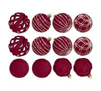 Ornements de Balle de Noël, 12 pièces décorations de fêtes Douces, pendentifs de 2,4 Pouces, Design léger pour extérieur, Tablette, Sentier, Jardin, fenêtre, Guirlande, escalier, 2,4 Pouces