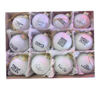 Ornements de Balle de Noël, Ornements Noël drôles 12pcs 2, 36 Pouces avec des Mots drôles Suspendus en Plastique Balle pour Arbre, Couronne, Guirlande, Blanc