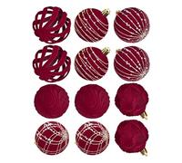 Ornements de balle de Noël, pendentif arbre de 12 pièces, boules de vacances à étanches 2,4 pouces, accents décoratifs festifs pour jardin, rampe, sentier, guirlande, cheminée, fenêtre, 9.84x5.12x2,76