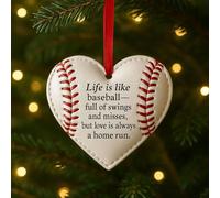 Ornements de baseball en forme de cœur, décoration en forme de cœur sur le thème du sport pour sapin de Noël, décoration vintage à suspendre, cadeau pour les amateurs de sport