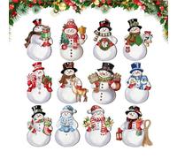 Ornements De Bonhomme De Neige pour Petit Arbre | 12 Pièces Pendentif Bonhomme de Neige Suspendable pour Fêtes,Ornements Mignons en Bois pour Arbre De Noël Maison Fenêtre Saison De Fêtes