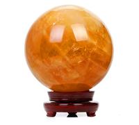 Ornements de Boule de Cristal Jaune Naturel, Boule de longeron de Pierre Brute, Boule de Calcite en Calcite Ornements de Boule de Cristal Jaune, 90 mm