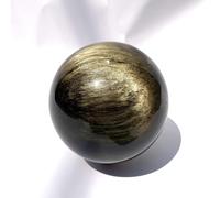 Ornements de Boule de Cristal Noir obsidien d'or Naturel Original décoration de Bureau de Salon à la Main d'origine, Or, 40 mm