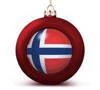 Ornements de boule de drapeau national de la Norvège pour décoration d'arbre de Noël, boules de Noël rouges pour enfants et amis