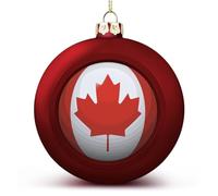 Ornements de boule de drapeau national, décorations de boule de drapeau du Canada pour décoration d'arbre de Noël, boules de Noël rouges pour enfants et amis