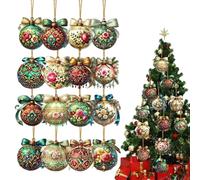 Ornements De Boule De Noël - 18 Pièces De Décoration De Festival en Bois | Boule De Noël Suspendue, Décoration pour Arbre, Maison, Cheminée, Escalier, Rampe, Porche, Chemin, Fête De Jardin, Famille