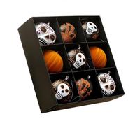 Ornements de boules d'Halloween | Lot de 9 boules de décoration d'Halloween | Lot de 9 boules en PVC incassables pour festival de fantômes | Boules de motif de crânes réutilisables de 3,14 pouces