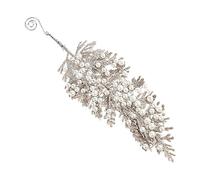 Ornements De Branches À Paillettes De Noël - Décor Artificiel de Feuille de Cyprès Brillant avec Perle - Décoration Sapin De Noël | pour Vacances Fête Portes d'Entrée Cheminées Maison