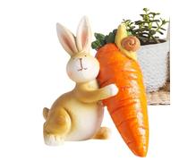 Ornements de bureau de lapin de Pâques,Ornements en résine de bureau de Pâques - Statues de statuettes de lapin en résine avec décorations de table de carotte | Sculpture animale Primavera Pasc