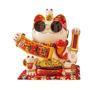Ornements de chat porte-bonheur,CéRamique Faisant Signe de Chat,Feng Shui décor de Chat Chanceux,Collecter des sculptures,Bonne Chance Richesse,Accueil Magasins Décoration de Voiture,grand