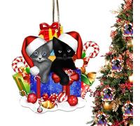 Ornements De Chat pour l'arbre De Noël | Décorations De Chat Acrylique 2D | Jolie Ornements De Chatt Festifs | Beau Cadeau De Vacances pour Les Amoureux des Chats Amis De La Famille