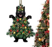 Ornements De Chat pour l'arbre De Noël | Décorations De Chat Acrylique 2D | Jolie Ornements De Chatt Festifs | Beau Cadeau De Vacances pour Les Amoureux des Chats Amis De La Famille