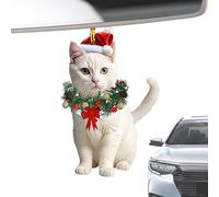 Ornements de chat pour sapin de Noël - Pendentif en acrylique 2D - Jolies décorations de Noël en forme d'animal pour la maison, la cheminée, le jardin, le lieu de travail, la ferme et la famille