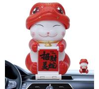 Ornements de chat richesse pour voiture, figurines de voiture de chat chanceux | Ornements solaires Feng Shui Jouet à tête bulle de voiture | Figurines mignonnes, décoration d'intérieur, créative pour