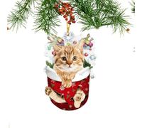 Ornements de Chats de Noël | Ornements de Chat colorés en Acrylique à l'intérieur pour la décoration d'arbre de Noël de Vacances