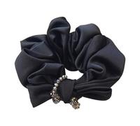 Ornements de cheveux en cristal, corde à cheveux, bandeau de cheveux for femmes, boule en cuir, fleur(Black)
