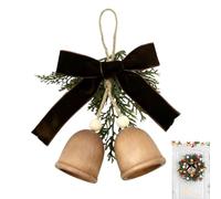 Ornements de cloche de Noël - Pendentifs en bois | Couronne de cloche de Noël avec pin et nœud - pour cheminée, porte, mur, mariage, salle de classe, fête, jardin, lieu de travail, magasin en plein