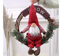 Ornements de Couronne de Noël Pendentif Fenêtre Porte Linteau Ornements Scène Nordique Disposition Porte Suspendue Anneau en Rotin avec Les Yeux Bandés Anneau De Couronne De Père Noël Décorations