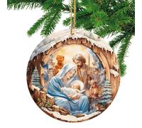 Ornements de crèche - Breloque 2D en acrylique à suspendre, design complexe de la Sainte Famille ajoute un charme sacré de vacances | Idéal pour les arbres de Noël, les sacs à dos, la décoration de