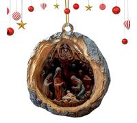 Ornements de crèche - Breloque en acrylique pour arbre de Noël, décorations de crèche 2D à suspendre, accents colorés de scène de vacances, design léger, ornement décoratif saisonnier pour mur, chemin