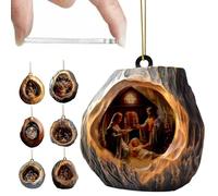 Ornements de Crèche de Noël, Ornements d'arbre de Noël Suspendables en Acrylique 2D, Lot de 7 Pendentifs Religieux Décoratifs pour Porte Fenêtre Mur Salon Bureau Jardin