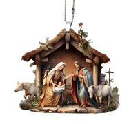 Ornements de crèche de Noël,ornements de crèche de Noël,Décoration d'arbre de de scène de la Nativité | Pendentif de scène de la nativité 3D en acrylique, ornements d'arbre de noël pour décoratio