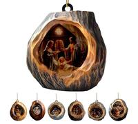 Ornements de Crèche de Noël - Pendents Religieux en Acrylique 2D pour Sapin,Décoration de Fêtes en 7 Pièces pour Porte Fenêtre Bureau Salon Jardins Événements