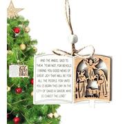 Ornements de Crèche Décoration chrétienne saisonnière en bois rustique avec | Pendentifs Nativité pour sapin et fêtes Pour mur, fenêtre, porte d'entrée, porche, cheminée et vos réunions UN