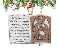 Ornements de crèche, ornements de Noël pour crèche - Ornement de Noël avec bible à suspendre, artisanat ornemental religieux, ornement à suspendre pour crèche, décorations de Noël d'appe