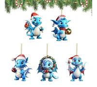 Ornements de dinosaures pour sapin de Noël, pendentif de Noël en acrylique | Pendentif en acrylique dinosaure pour arbre de Noël | Ornements d'arbre de Noël pour porte d'arbre