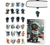 Ornements de dragon 24 jours - Miroir de recul 2D en acrylique - Décoration de bébé - Breloque animale - Calendrier de compte à rebours 2025 pour sapin de Noël, fenêtre, mur, voiture, rétroviseur