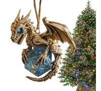 Ornements de dragon pour sapin de Noël - Pendentif en forme de dés 2D - Décorations de sapin de Noël - Pour appartement, lieu de travail, voiture, intérieur de maison, chambre à coucher