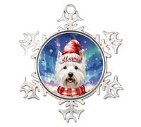 Ornements de flocon de neige blanc West Highland White Terrier Pendentif rond pour amoureux des chiens Maman Décoration d'intérieur Souvenir Étiquettes de nom
