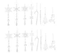 Ornements de glaçons, 16 pièces, Flocons de Neige Transparents Suspendus, Ornements en Cristal, décorations d'arbre noël pour la Maison Vacances au Pays des Merveilles d'hiver