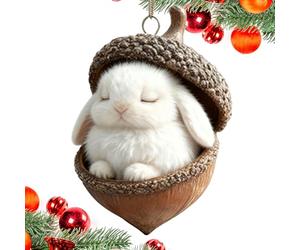 Ornements de Gland d'animaux de la forêt - 8 x 8 x 1 cm Ornements de gêne, Suspendu, | Décorations de Noël Confortables de la forêt, Sculptures de créatures de en Acrylique