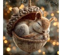 Ornements de gland d'animaux de la forêt, décorations de Noël en acrylique 2D, décoration de Noël en forme de pomme de pin, figurine de créature de la forêt, décoration de fête à suspendre pour la